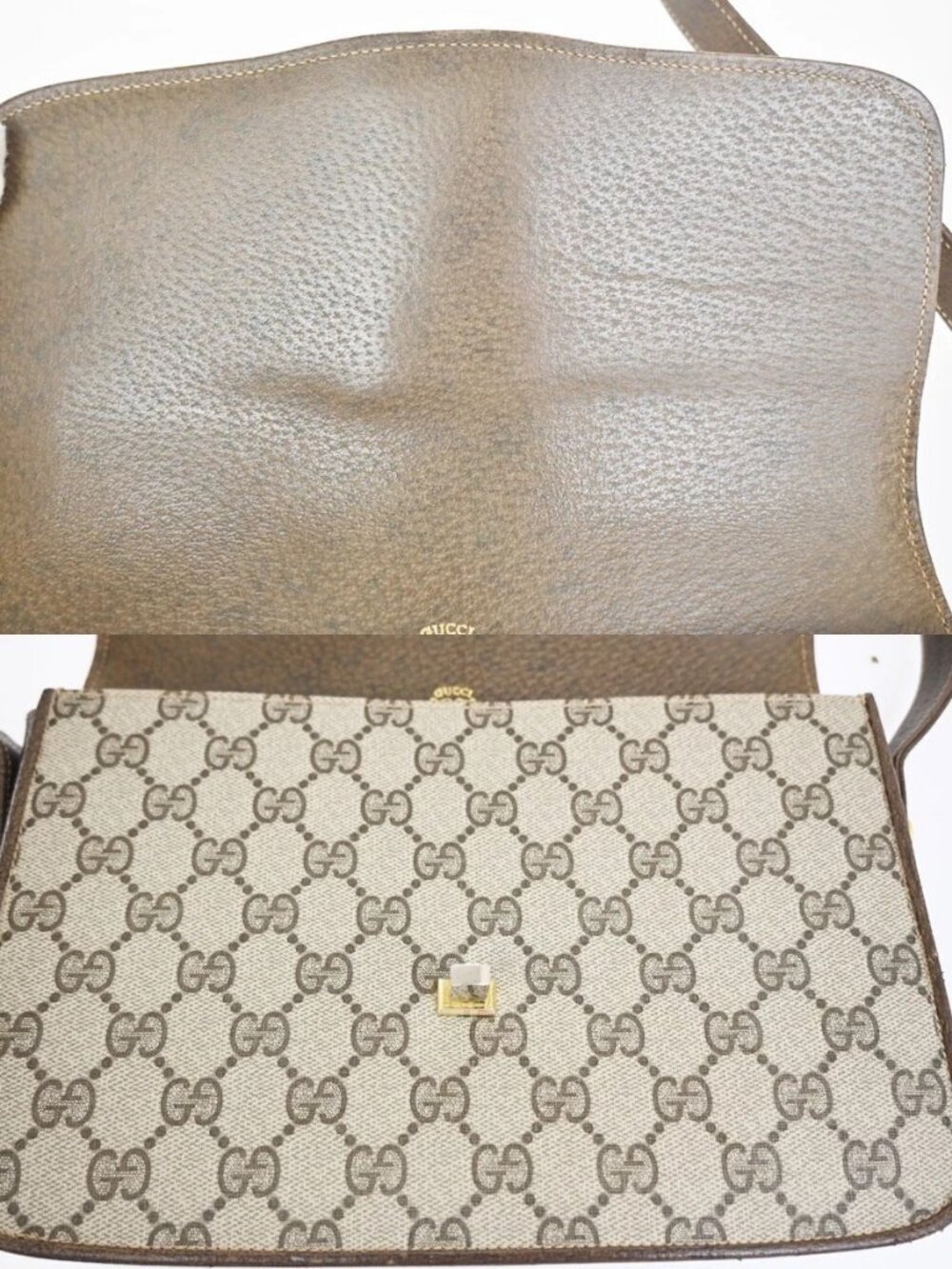 GUCCI Logo GG Pattern Sherry Flap Shoulder Bag PVC Leather Brown GHW 67KC907 - Picture 11 of 16